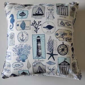Coastal Pillow Cover, 18" x 18", 100% Cotton, MADE IN USA.